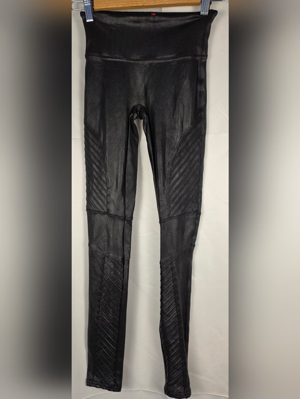 Spanx Black Faux Leather Moto Leggings Shaping High Rise Pants Size XS - Picture 2 of 4